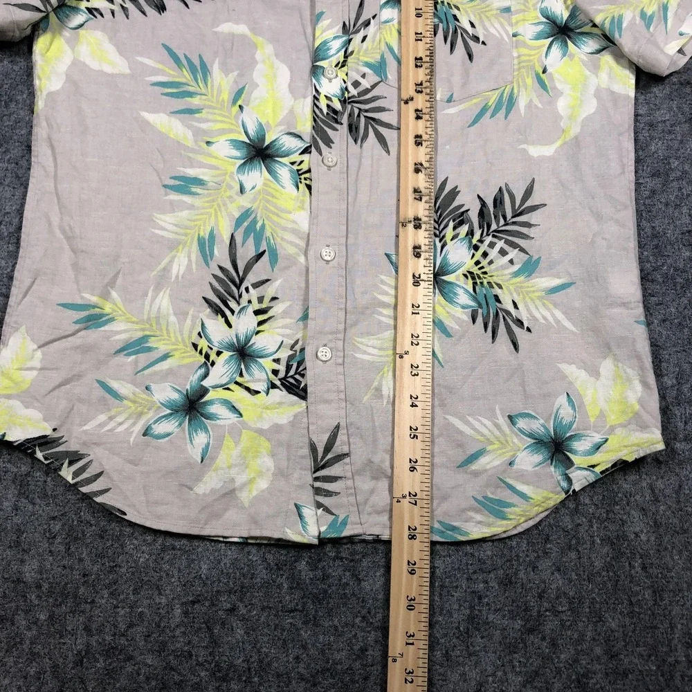 Banana Republic Shirt Mens M Multicolor Floral Linen Button Up Hawaiian Casual